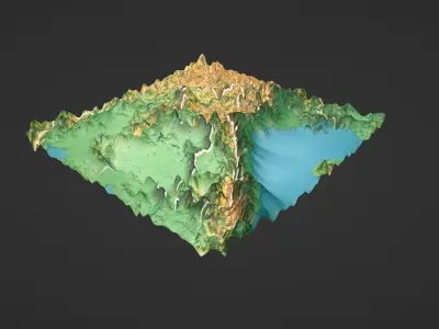 Laos Map Topography Low-poly 3D model