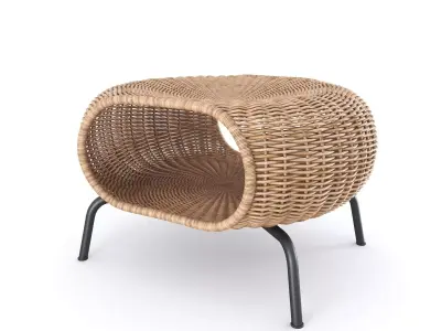 GAMLEHULT Footstool with storage rattan anthracite 3D model