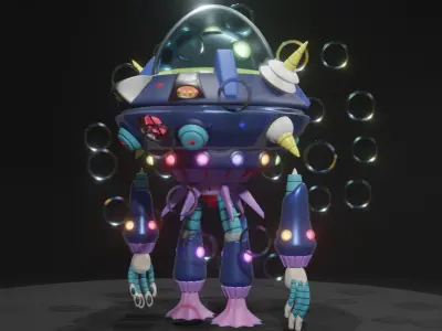 Gigabolt-Man-O-War spaceship with lights 3D model