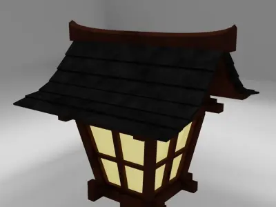 Japanse lantern Low-poly 3D model