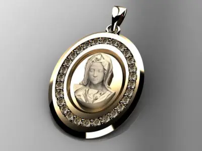 saint mary pendant 3D print model