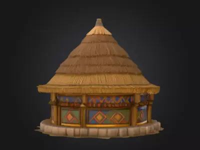 Traditional Circular Hut Low-poly 3D model