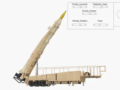  Sejjil Missile on TEL Trailer Rigged 