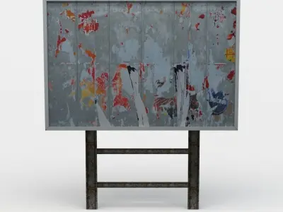 Poster abstract painting on wooden frame Low-poly 3D model