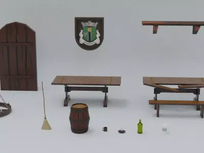 Medieval Scene Free low-poly 3D model