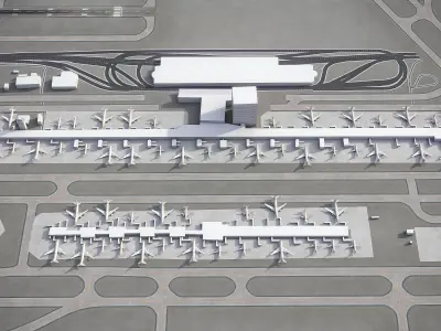 Detroit Airport Low-poly 3D model