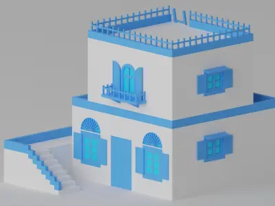 Cartoon Greek House 3D model