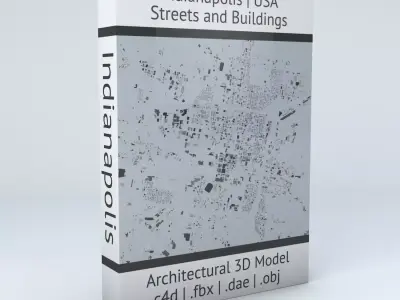 Indianapolis Downtown Area Streets and Buildings 3D model