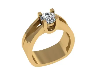 Ring362 gold engagement ring with diamond in center 3D print model
