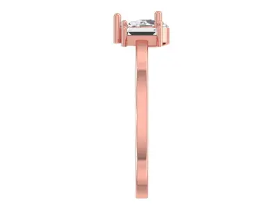 Solitaire Women Light Weight Baguette Pear stone Band Ring 3D print model