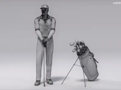  White Golf Player Animated HQ Standard License 