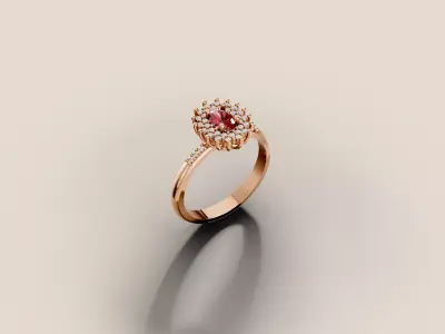 Classic Halo Pave Ring 3D print model