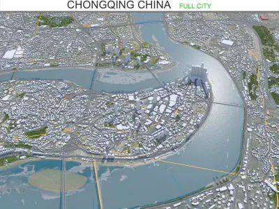 Chongqing China 50km AI Low-poly 3D model