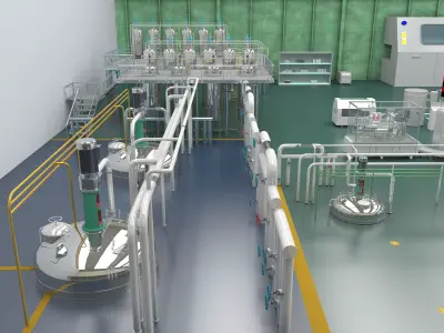 Factory production line 3D model