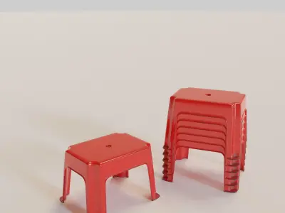 Stackable Small Plastic Stool Low-poly 3D model