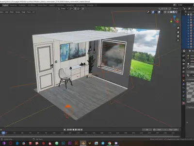 Low-poly modern interior  Low-poly 3D model