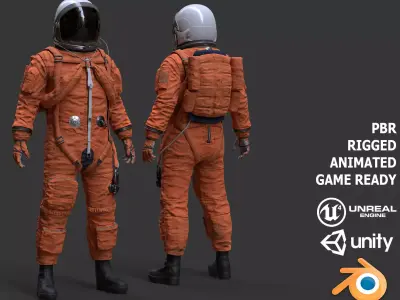 CS02 Male Space Suit LITE VERSION Low-poly 3D model
