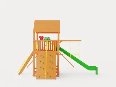 Circus Clubhouse Pkg II Popular With Wood Roof Low-poly 3D model