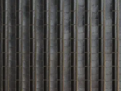 Glossy Obsidian Stacked Convex Tiles PBR Seamless Texture