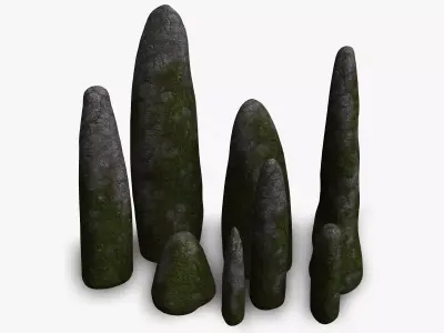Obelisk Set - Moss Low-poly 3D model