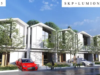 Clean Minimalist 2 Floor House 5 5 x 15 Skp  Lumion and DWG File 3D model