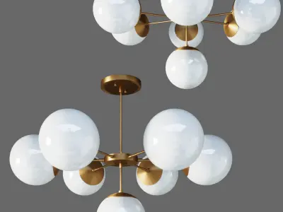 SUSPENDED LAMP COPPER LIGHT CHANDELIER 7 3D model