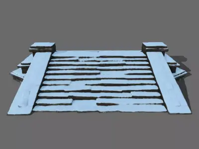 stair roof with snow Low-poly 3D model