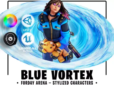 Blue Vortex - Stylized Sci-Fi Shooter Girl Low-poly 3D model