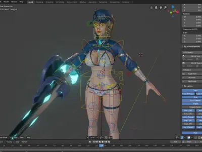 Mysterious Heroine XX - Game Ready Low-poly 3D model