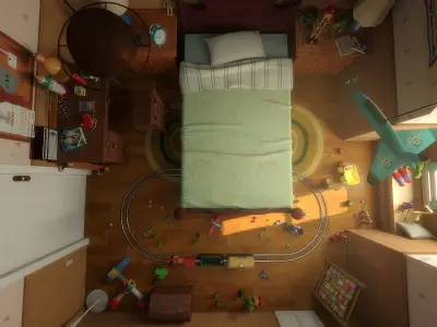 Cartoon Corridor Bedroom BabyRoom 3D model