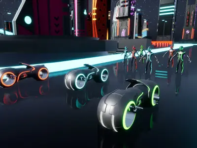 Cyberpunk Race Town Low-poly 3D model