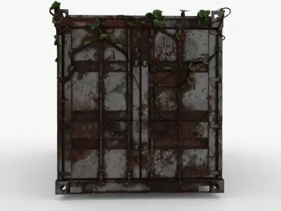 Old Rusty Shipping Container with Ivy Low-poly 3D model