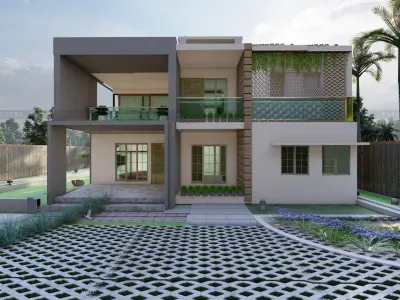 EXTERIOR OF CONTEMPRORY HOUSE 3D model