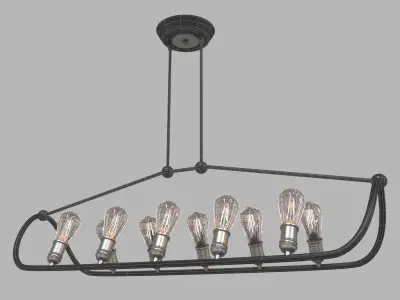 Textured Black with Brushed Nickel Accents Linear Chandelier 3D model