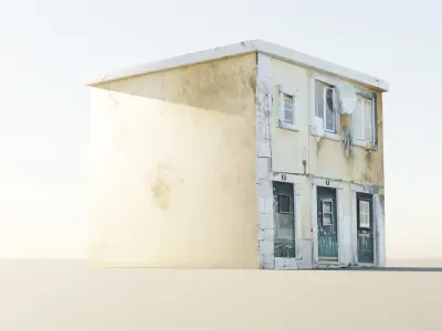 Brown Concrete Building Low-poly 3D model