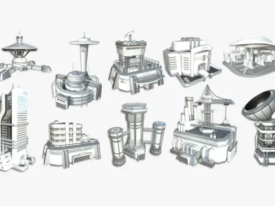 100 Sci Fi Buildings Super Collection - Exterior Design 3D Model Pack