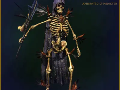 Skeleton Sorcerer Light Version Low-poly 3D model