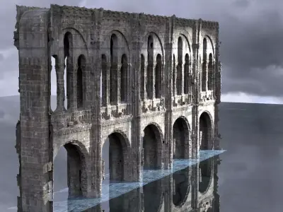 Gothic pillars halls Victorian Christmas Theme 3D model
