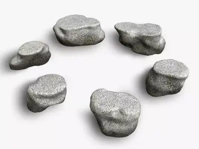 Short Flat Rocks - White 2 Low-poly 3D model
