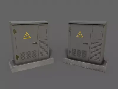 PBR Electric Box Grey Low-poly 3D model