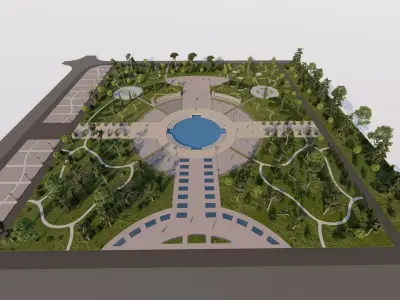public park-Private Park Landscape -Park Center  3D model