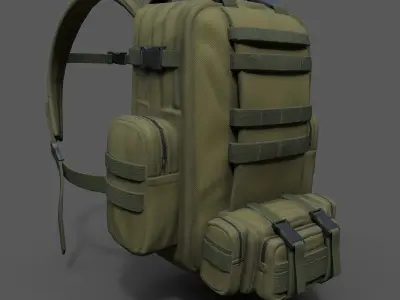 Bagpack human scifi military  Low-poly 3D model