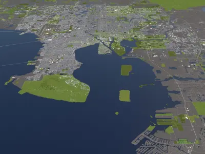 Tampa 50x50km 3D City Map 3D model