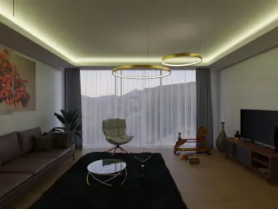 Living Room Free 3D model 8