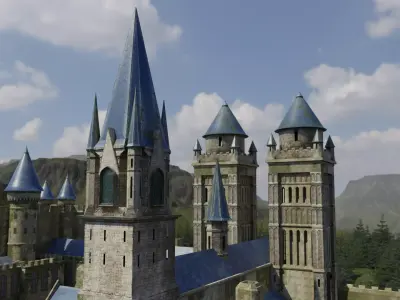 Fantasy Medieval Castle Fortress Low-poly 3D model