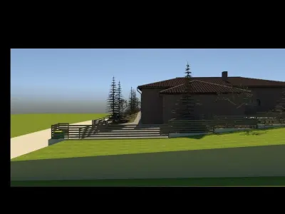 Hause 3D model house on hill 3D model