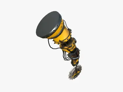 Robotic Arm A03 Yellow - Character Design SciFi Low-poly 3D model