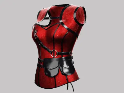 Corset Red Low-poly 3D model