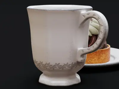 Coffee Cup and Sweet Pie 3D model