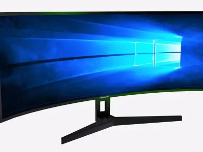 Monitor curved with windows Low-poly 3D model